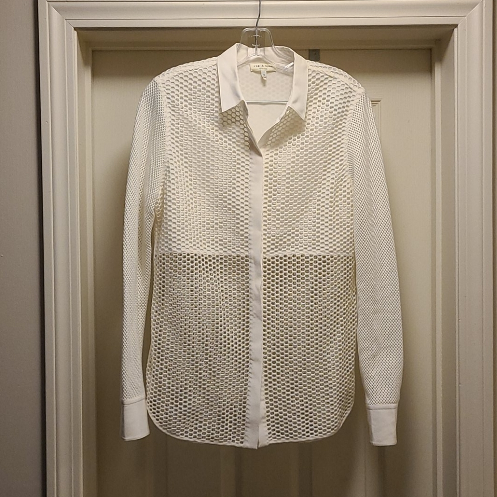 Rag and Bone White Mesh top